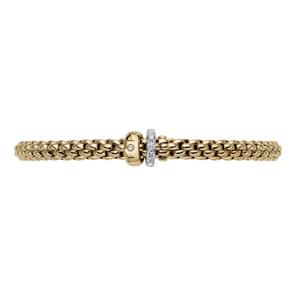 FOPE Solo Flex'it Bracelet with a Double Rondel and Diamond Pavé