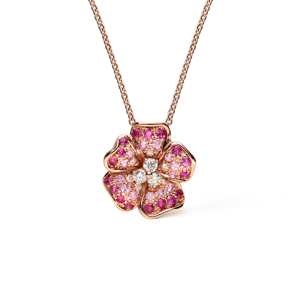 Flora Pink Sapphire and Diamond Rose Gold Necklace – Lunn's