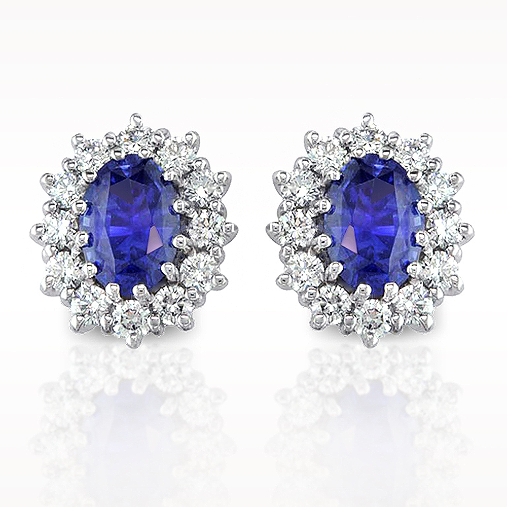 1.70ct Sapphire And Diamond White Gold Earrings
