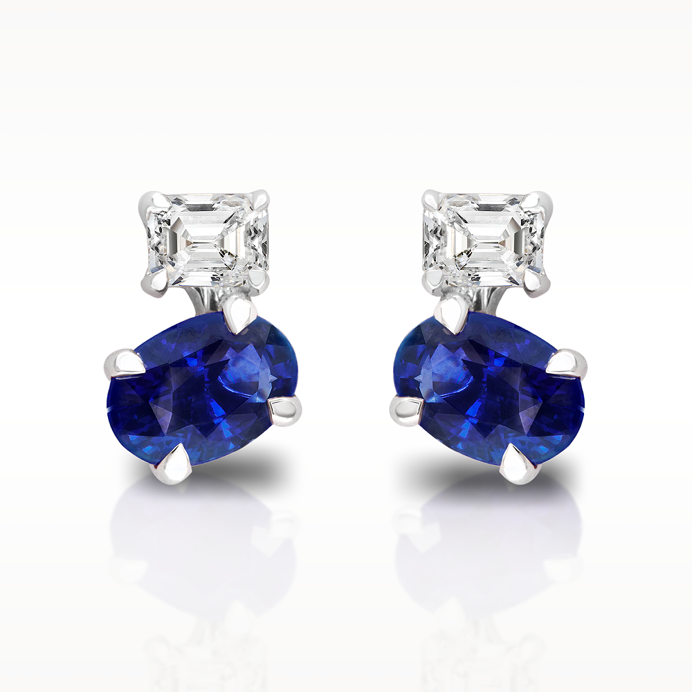 1.30ct Sapphire And Diamond White Gold Earrings