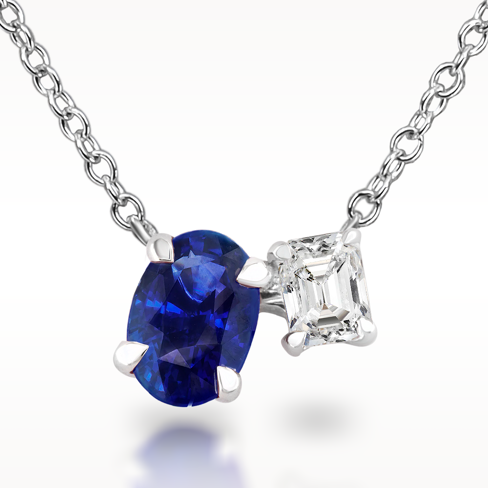 1.05ct Sapphire And Diamond White Gold Necklace