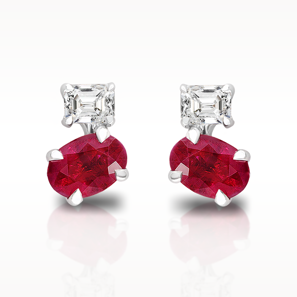 1.26ct Ruby And Diamond White Gold Earrings