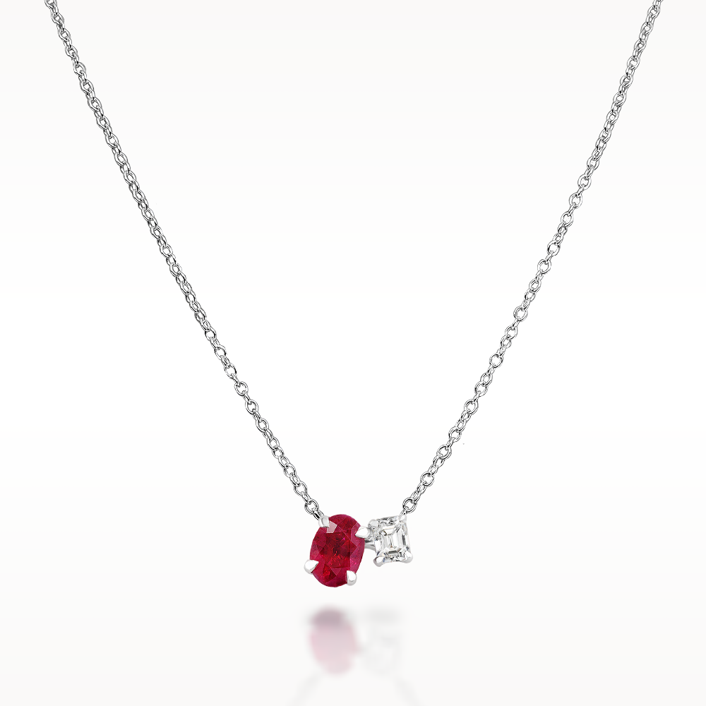 1.00ct Ruby And Diamond White Gold Necklace
