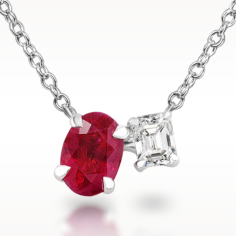 1.00ct Ruby And Diamond White Gold Necklace