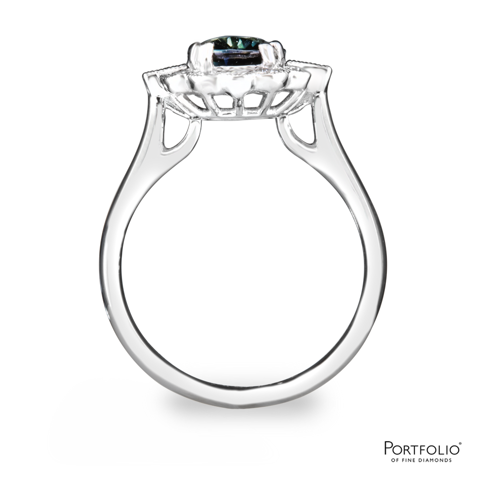 Cluster 2.21ct Teal Sapphire Platinum Ring
