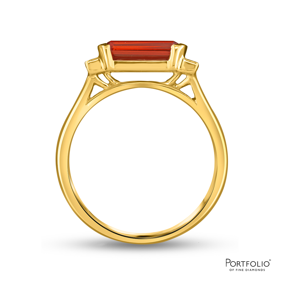 Stacking 0.75ct Fire Opal Yellow Gold Ring