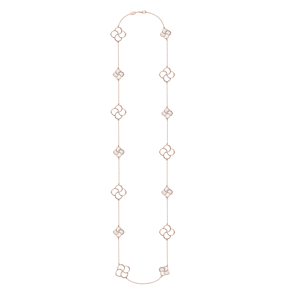 18 Carat Rose Gold Mother Of Pearl And Diamond Necklace