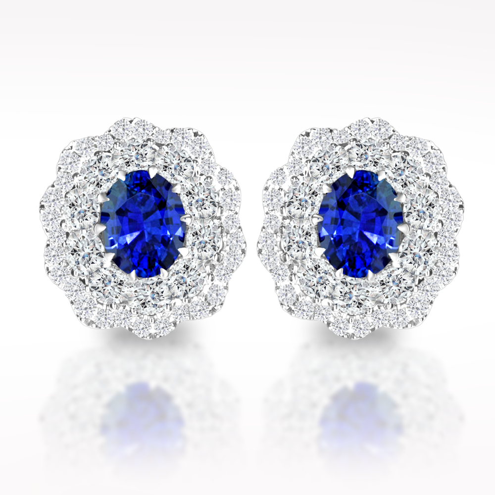 2.82ct Sapphire And Diamond White Gold Earrings