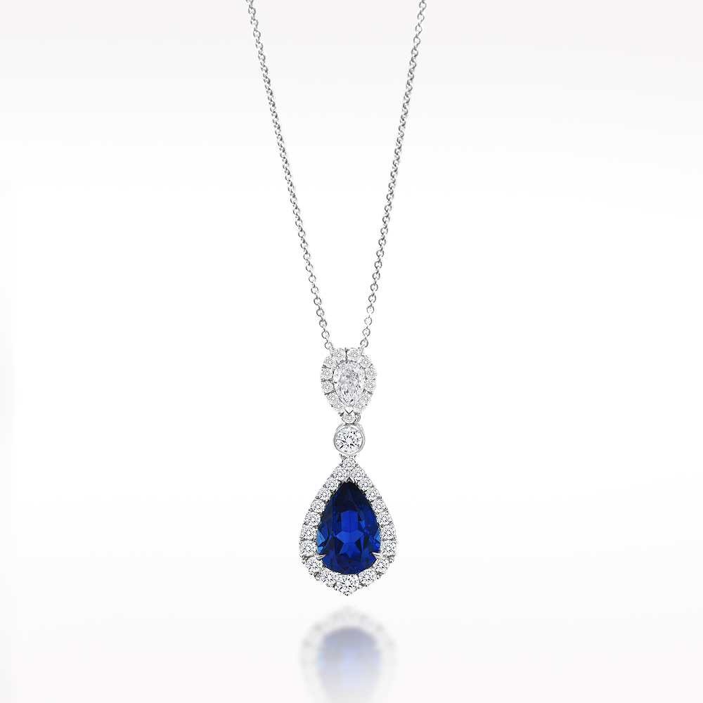 3.02ct Sapphire And Diamond White Gold Necklace