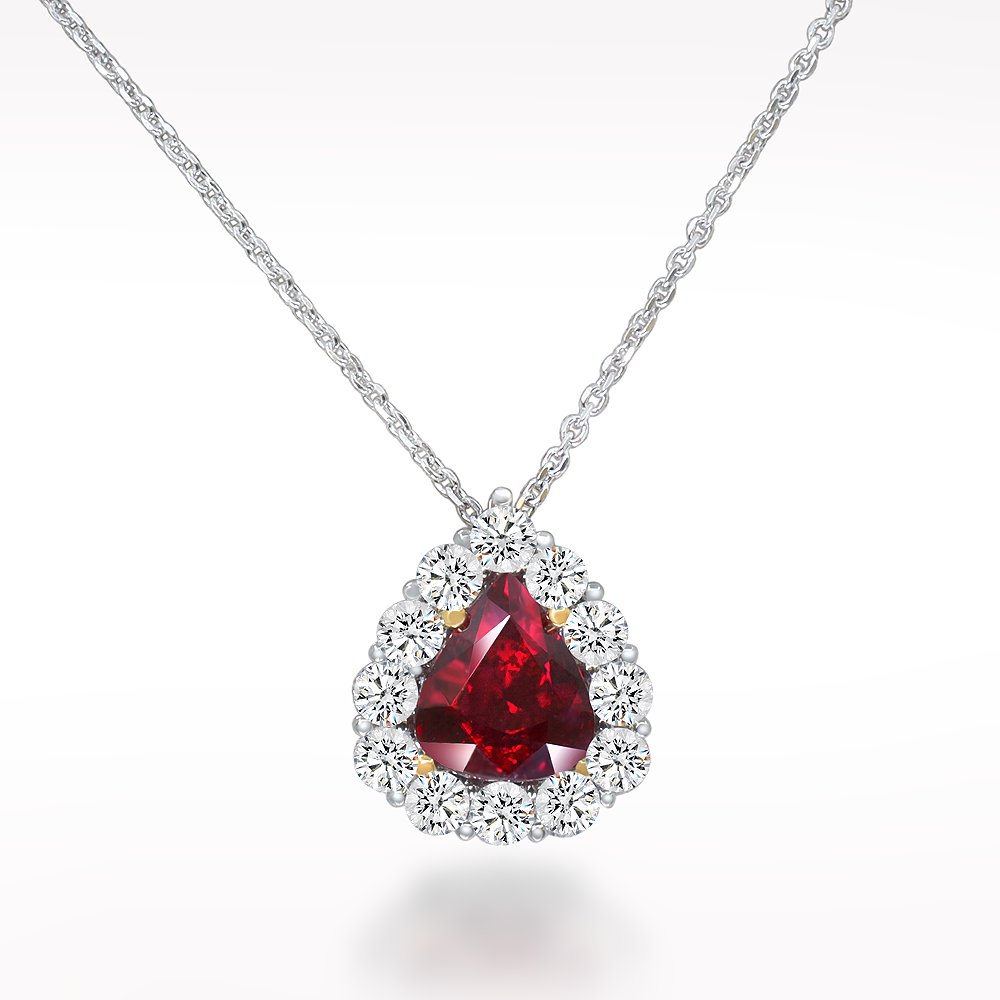 2.07ct Ruby And Diamond Platinum Necklace