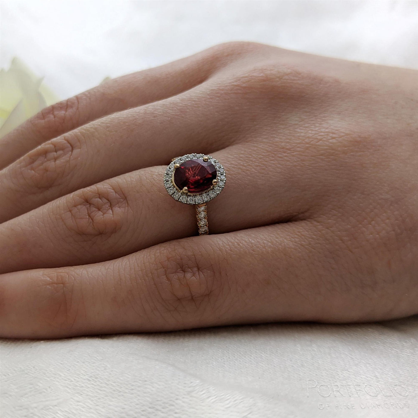 Cluster 0.75ct Ruby Yellow Gold/Platinum Ring