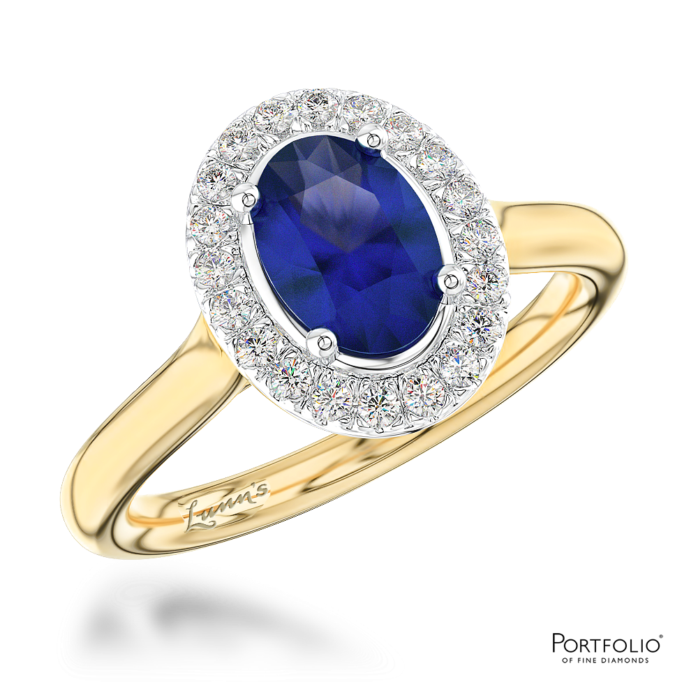 Cluster 0.88ct Sapphire Yellow Gold/Platinum Ring
