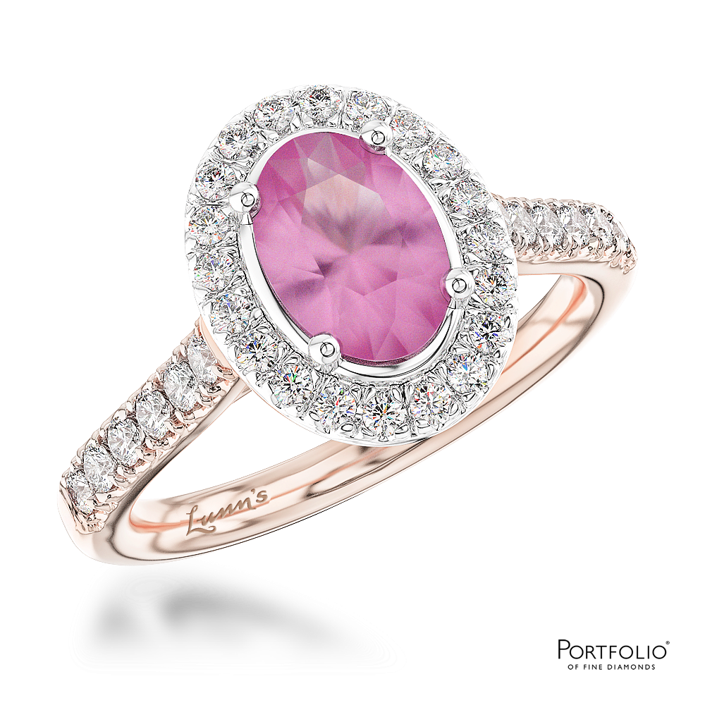 Cluster 0.61ct Pink Sapphire Rose Gold/Platinum Ring