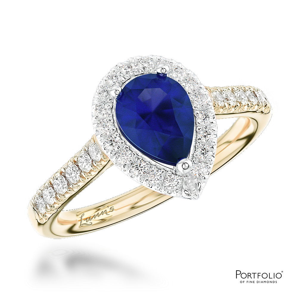 Cluster 0.49ct Sapphire Yellow Gold/Platinum Ring