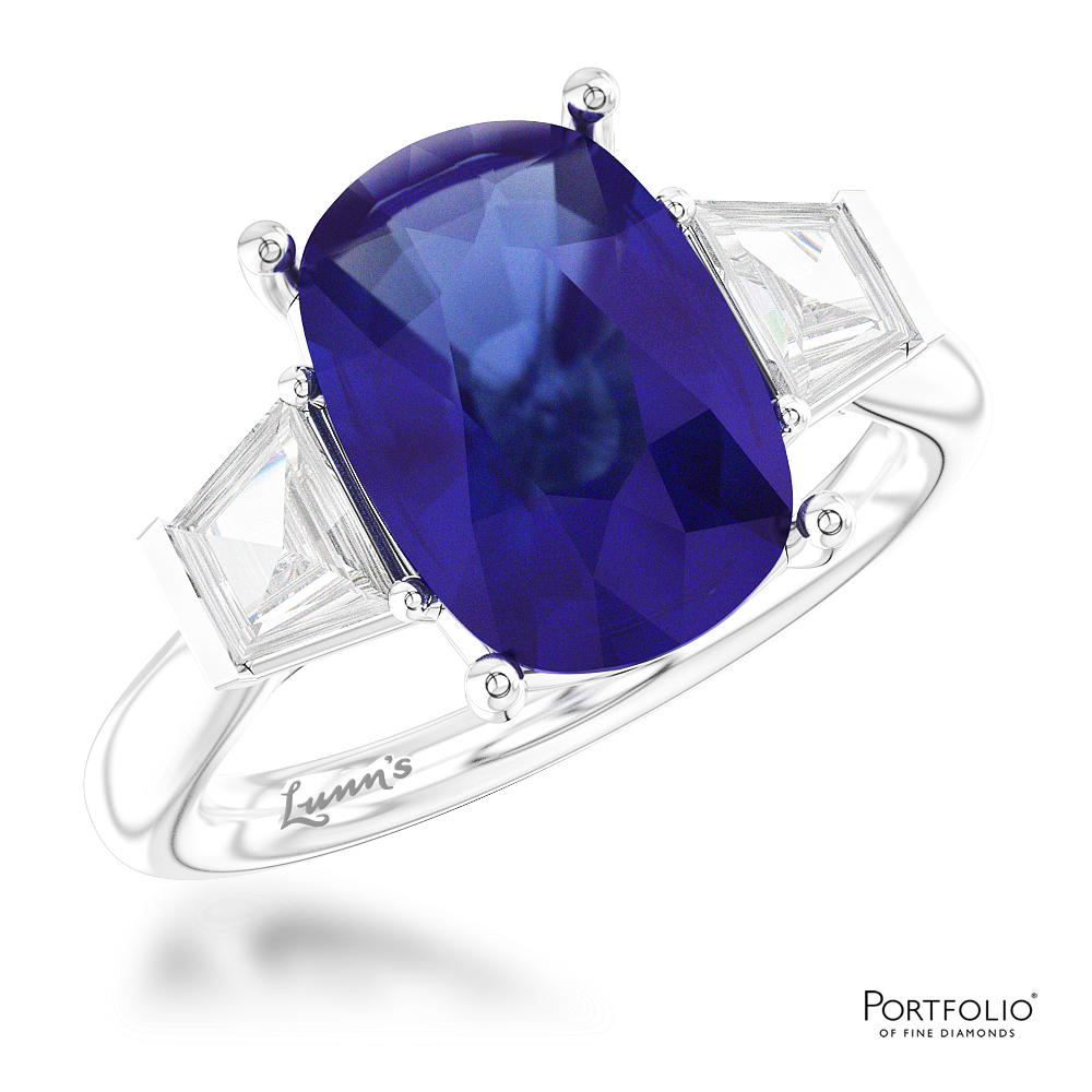 Three Stone 3.02ct Cornflour Blue Sapphire Platinum Ring