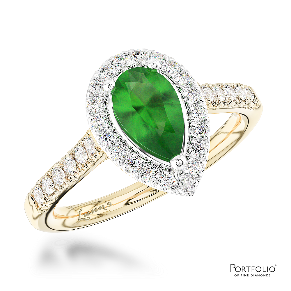 Cluster 0.61ct Emerald Yellow Gold/Platinum Ring