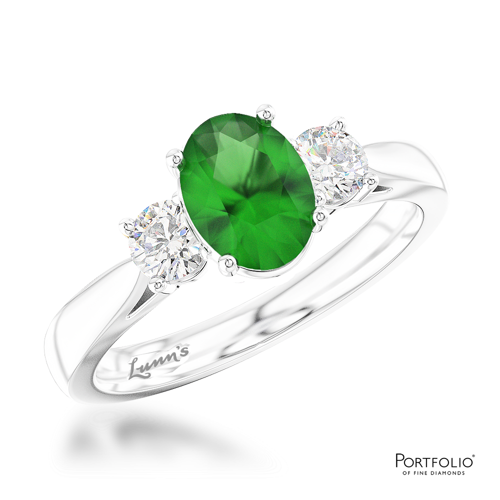 Three Stone 0.61ct Emerald Platinum Ring
