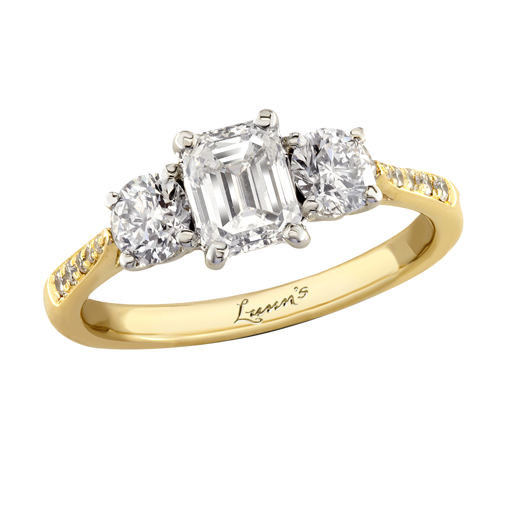 Pre-Owned Three Stone H VS2 Diamond Yellow Gold/Platinum