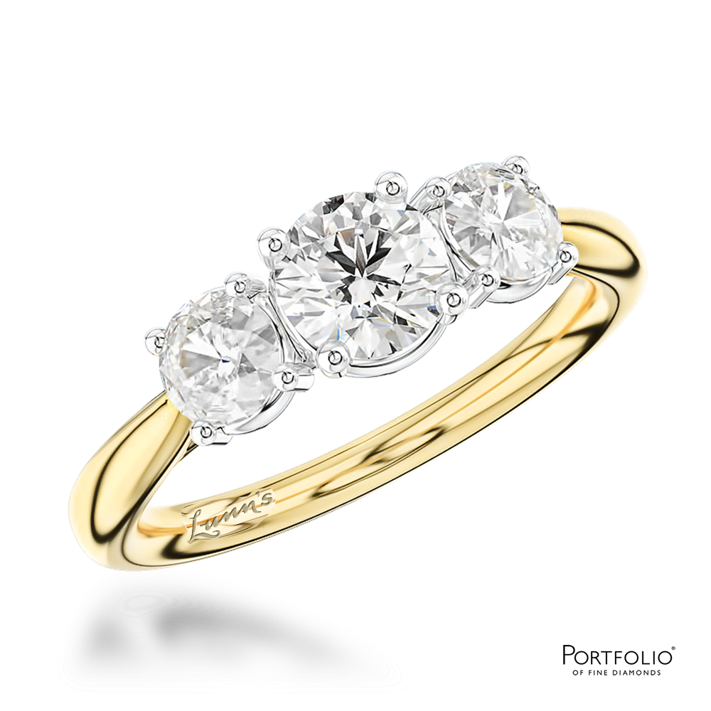 Three Stone 0.40ct E SI2 Diamond Yellow Gold/Platinum Ring