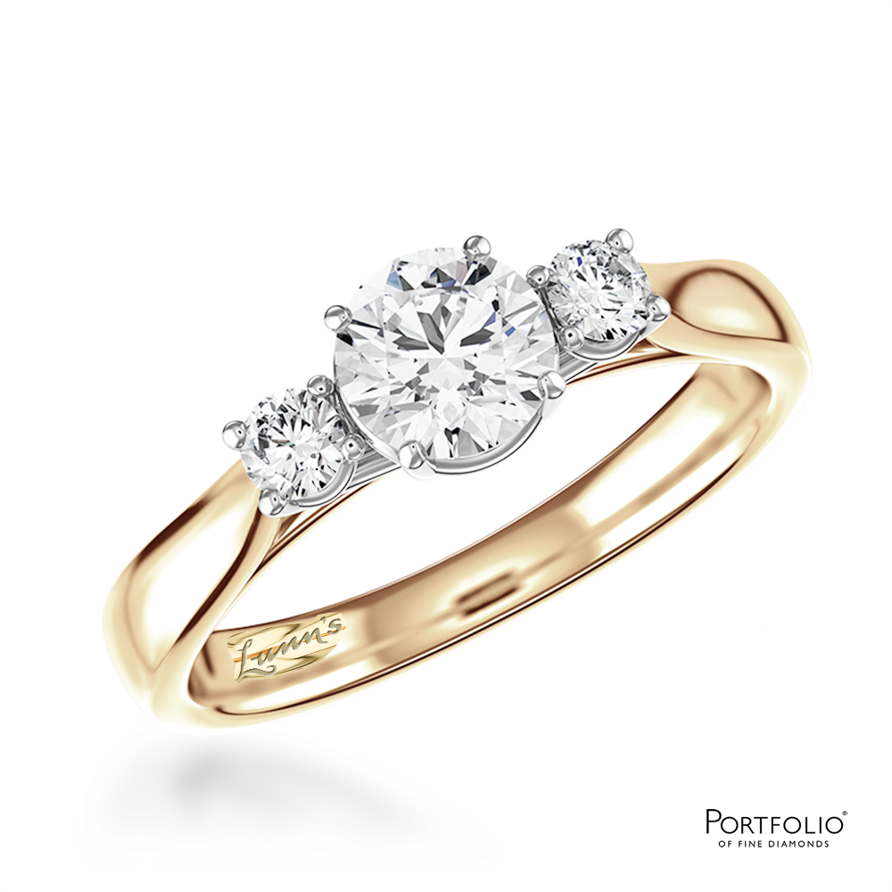 Three Stone 0.40ct F SI1 Diamond Yellow Gold/Platinum Ring