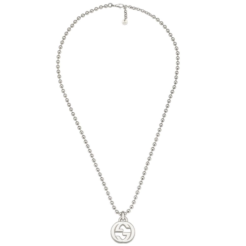 Silver necklace best sale with interlocking g