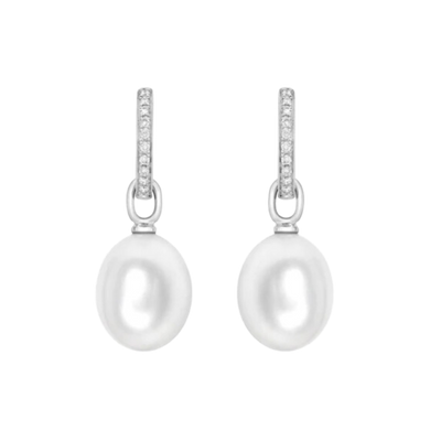 Kiki McDonough Pearl and Diamond Drop Earrings