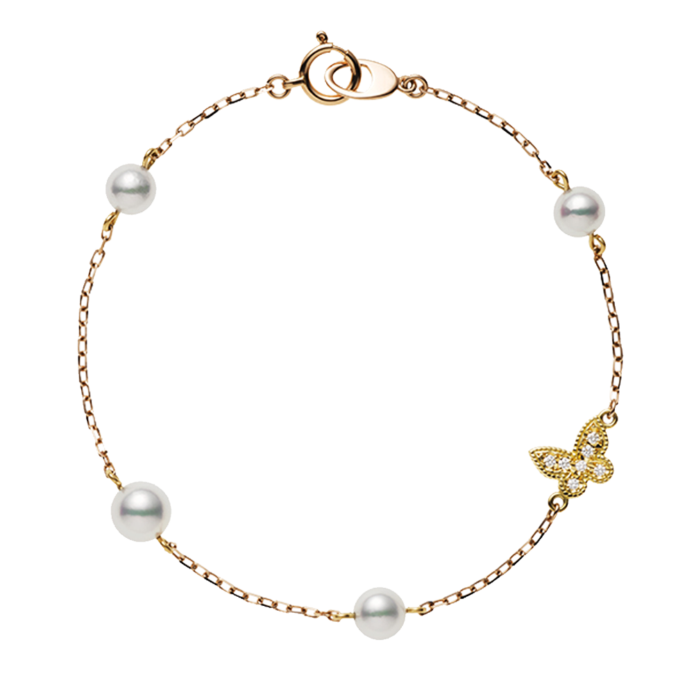 Mikimoto Diamond Butterfly and Pearl Bracelet