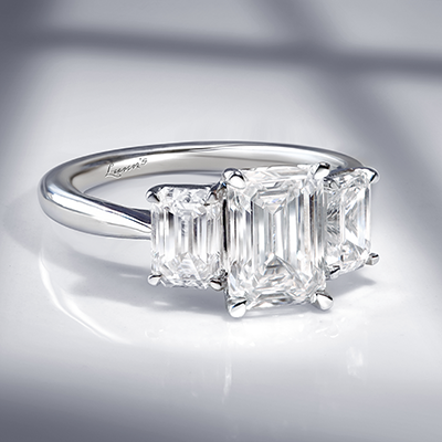 Three Stone Emerald Cut Plain Band