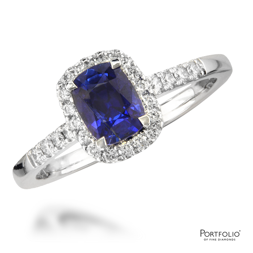 Cluster 0.92ct Sapphire Platinum Ring