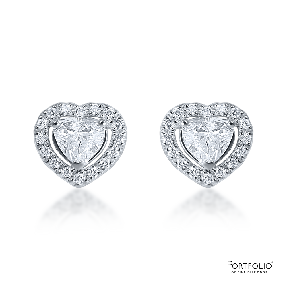 0.46ct Total G/H SI Diamond White Gold Heart Earrings