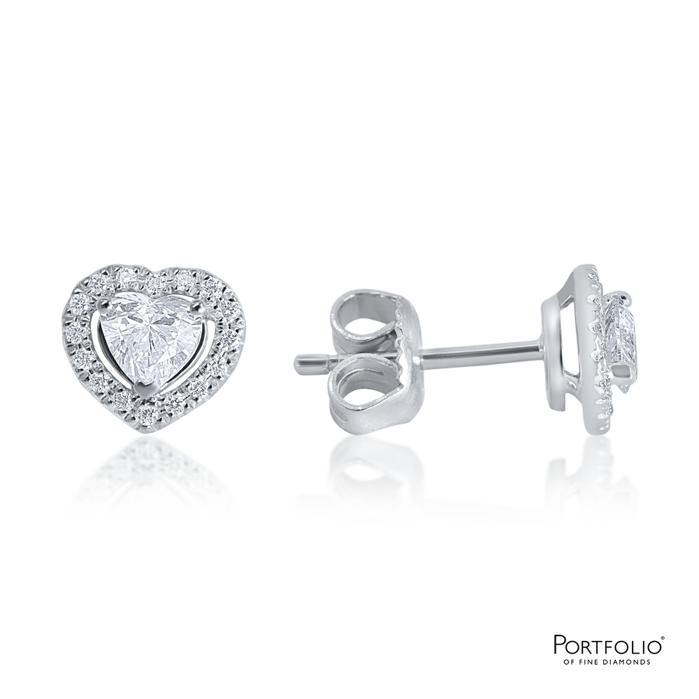 0.46ct Total G/H SI Diamond White Gold Heart Earrings