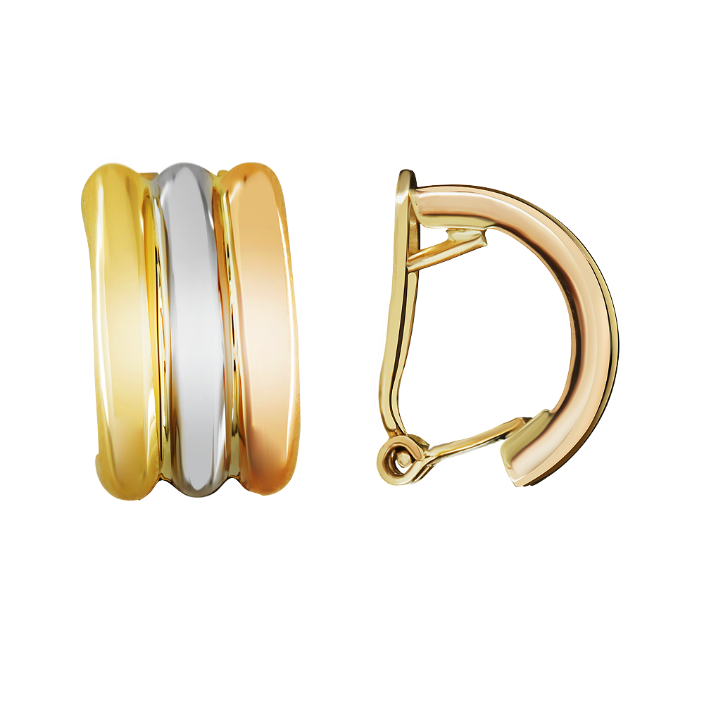9ct Three Colour Gold Hoop Earrings