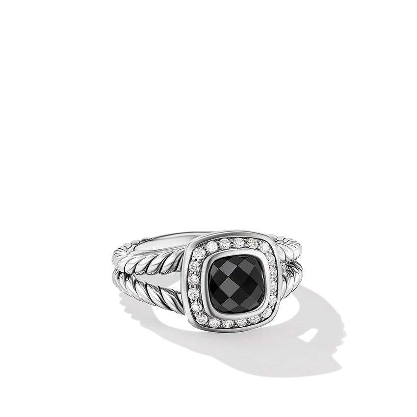 David Yurman Petite Albion® Ring with Black Onyx and Pavé Diamonds