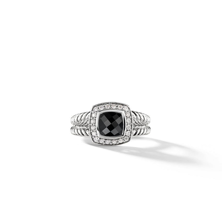 David Yurman Petite Albion® Ring with Black Onyx and Pavé Diamonds