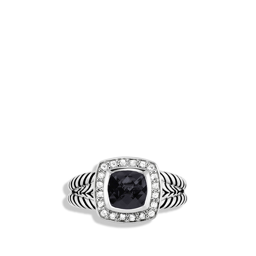 David Yurman Petite Albion® Ring with Black Onyx and Pavé Diamonds