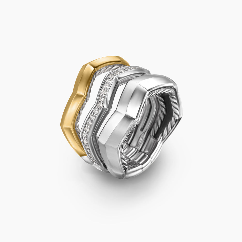 David Yurman Stax Zig Zag Three Row Ring