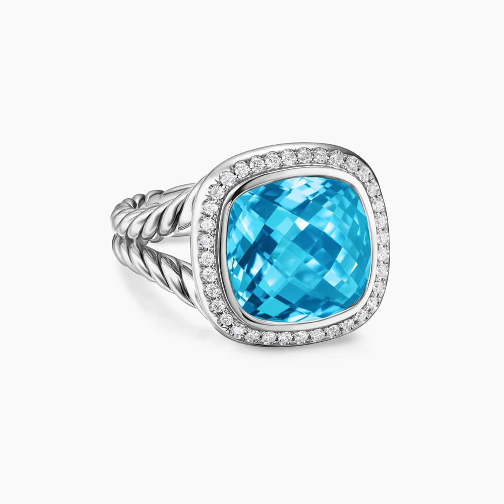 David Yurman Albion® Ring in Sterling Silver with Blue Topaz and Diamonds