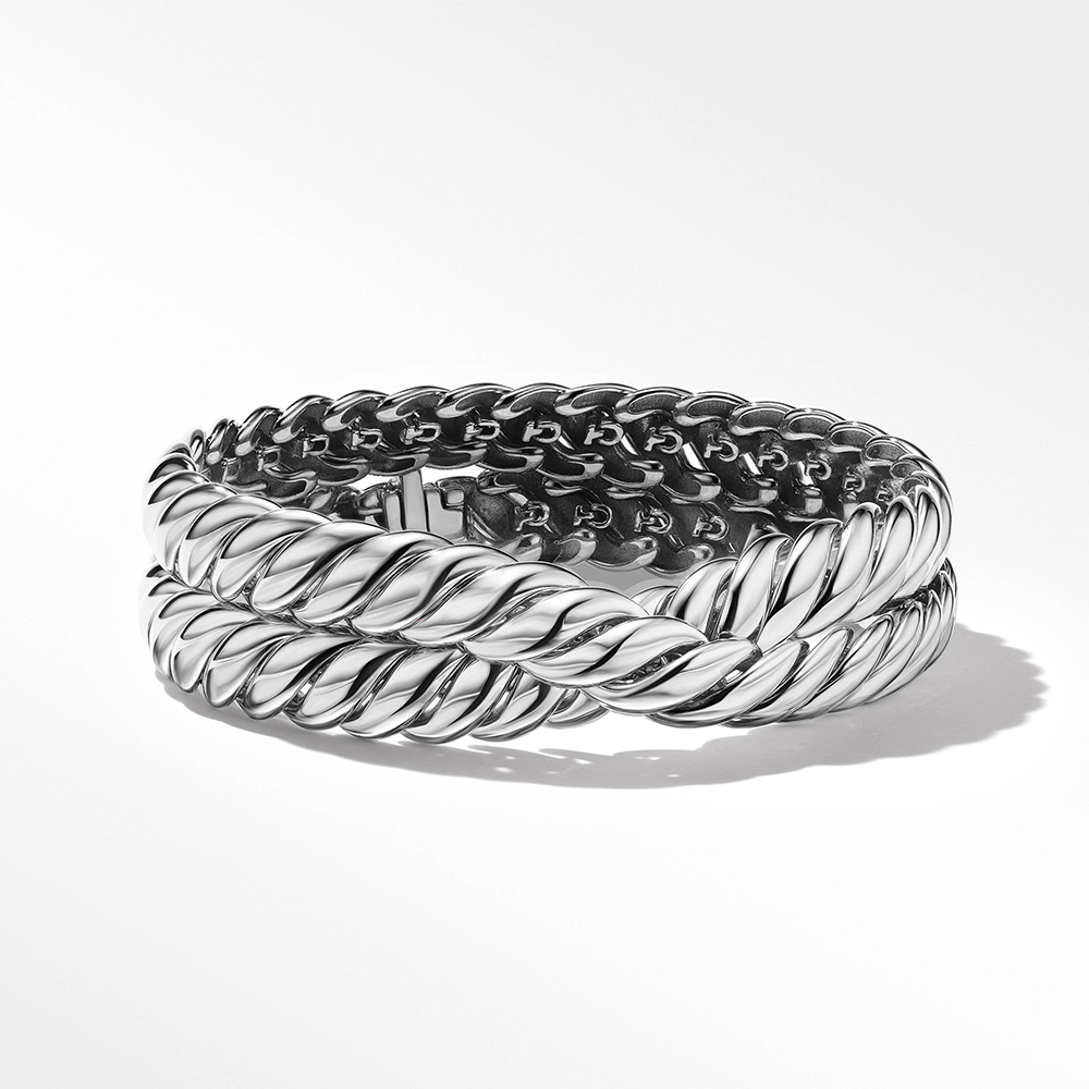 David Yurman Sculpted Cable Double Wrap Bracelet in Sterling Silver