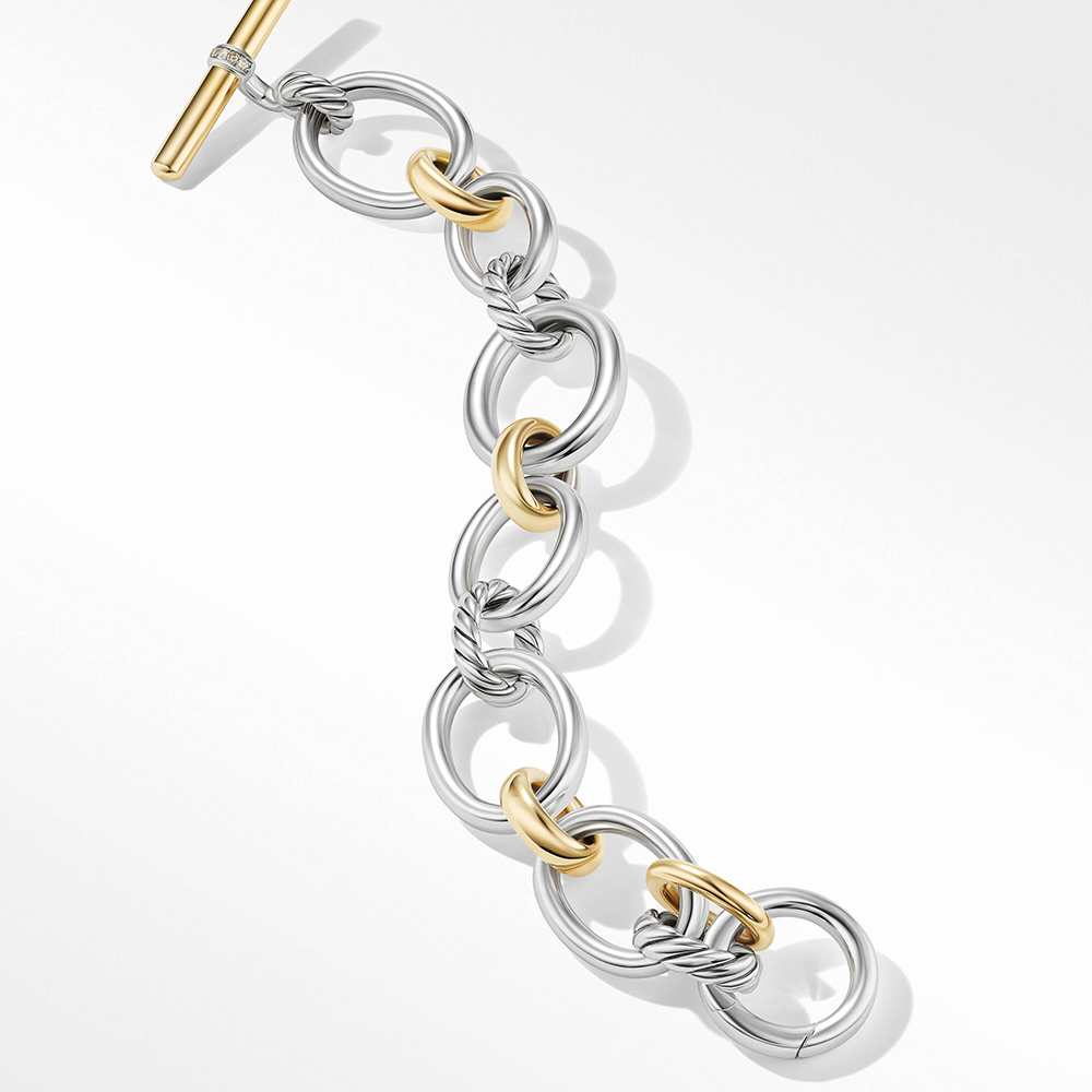 David Yurman DY Mercer™ Bracelet in Sterling Silver with 18ct Yellow Gold and Pavé Diamonds