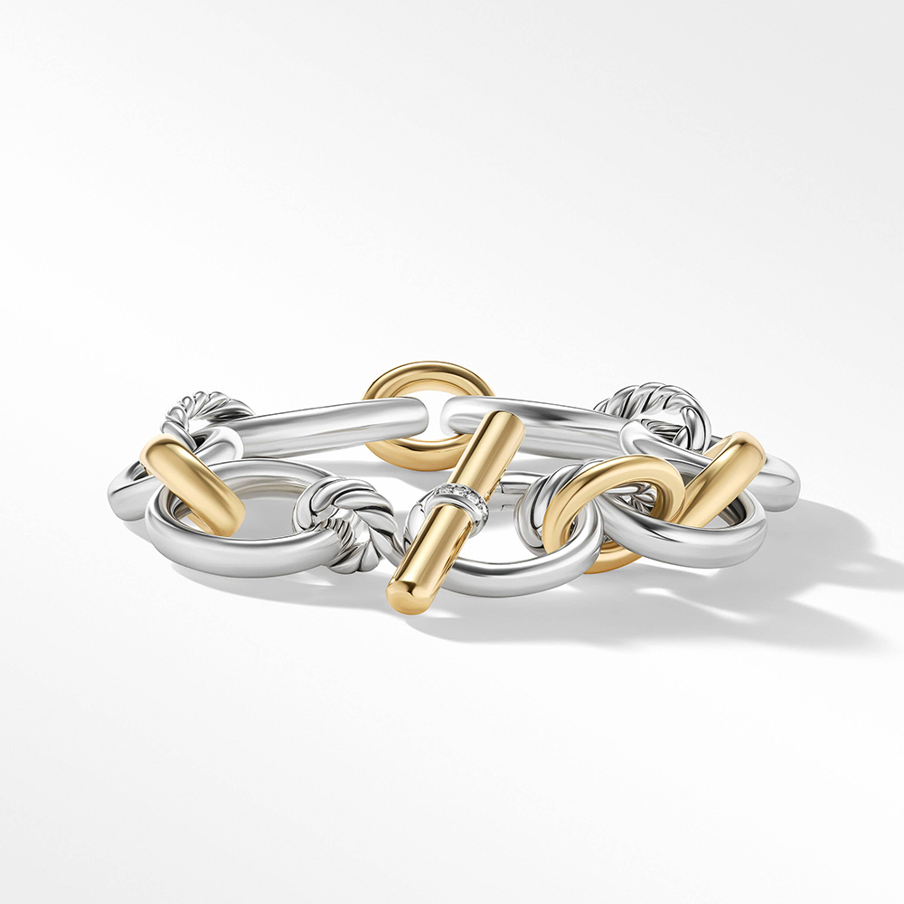 David Yurman DY Mercer™ Bracelet in Sterling Silver with 18ct Yellow Gold and Pavé Diamonds