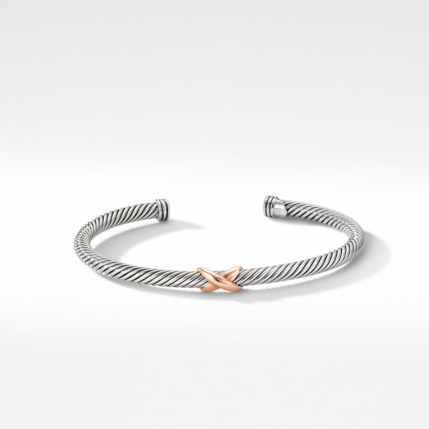 David Yurman X Station Bracelet in Sterling Silver with 18ct Rose Gold