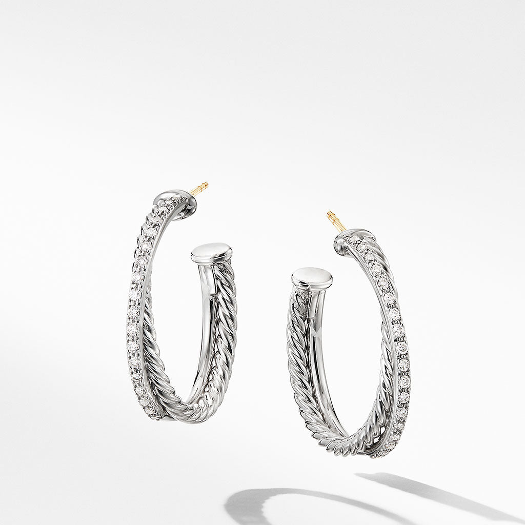 David Yurman The Crossover Collection Medium Hoop Earrings E14522DSSADI