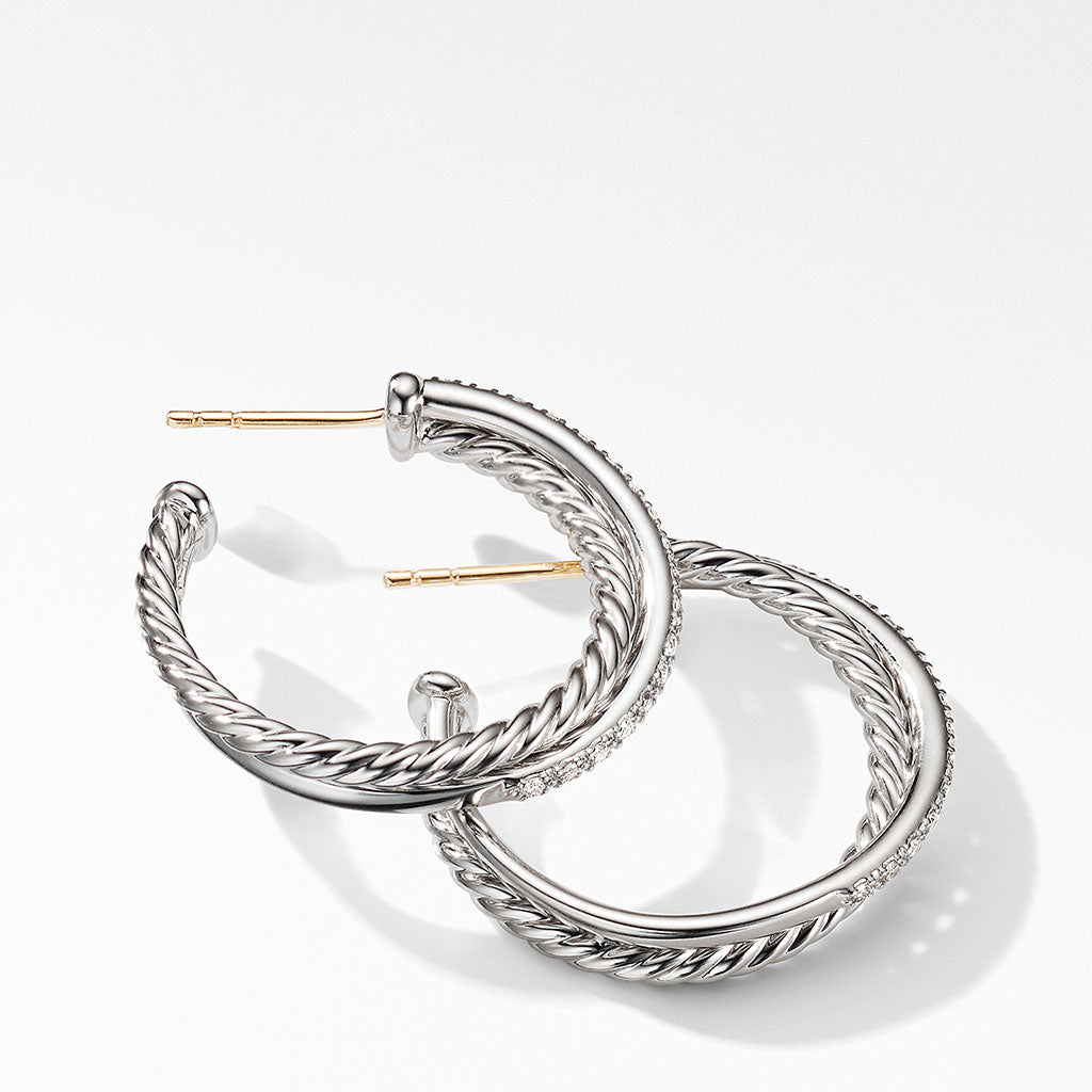 David Yurman The Crossover Collection Medium Hoop Earrings E14522DSSADI