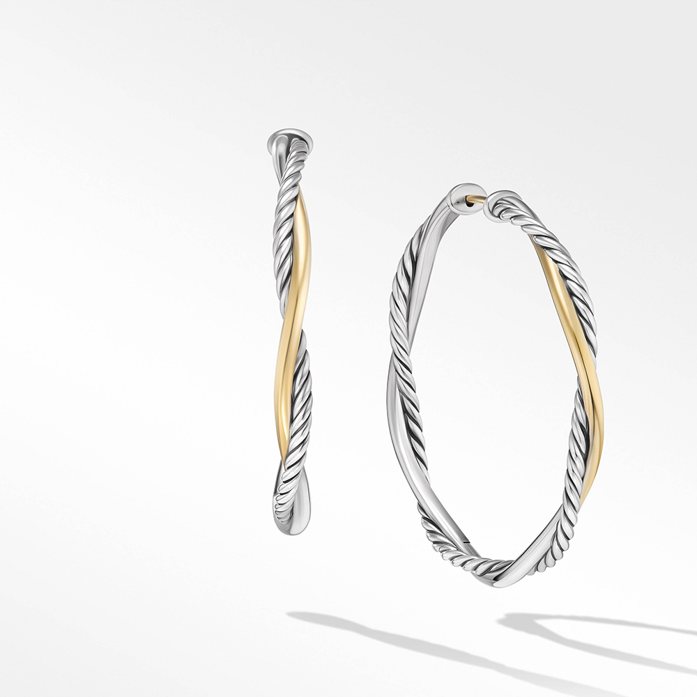 David Yurman Petite Infinity Hoop Earrings in Sterling Silver with 14ct Yellow Gold