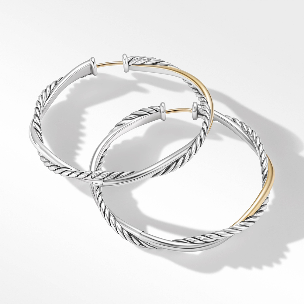 David Yurman Petite Infinity Hoop Earrings in Sterling Silver with 14ct Yellow Gold