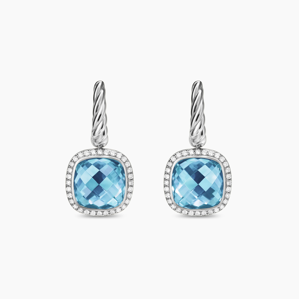 David Yurman Albion® Drop Earrings in Sterling Silver with Blue Topaz and Diamonds
