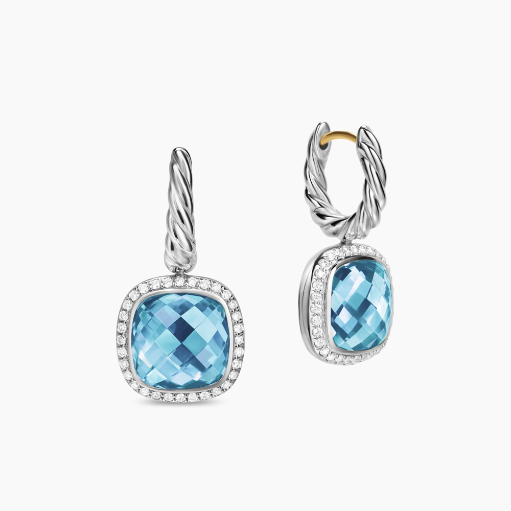 David Yurman Albion® Drop Earrings in Sterling Silver with Blue Topaz and Diamonds