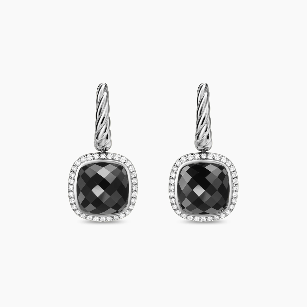 David Yurman Albion® Drop Earrings in Sterling Silver with Black Onyx and Diamonds