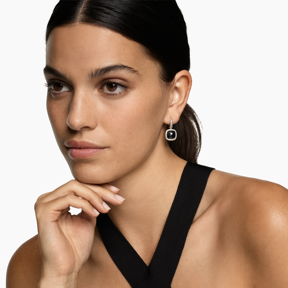 David Yurman Albion® Drop Earrings in Sterling Silver with Black Onyx and Diamonds