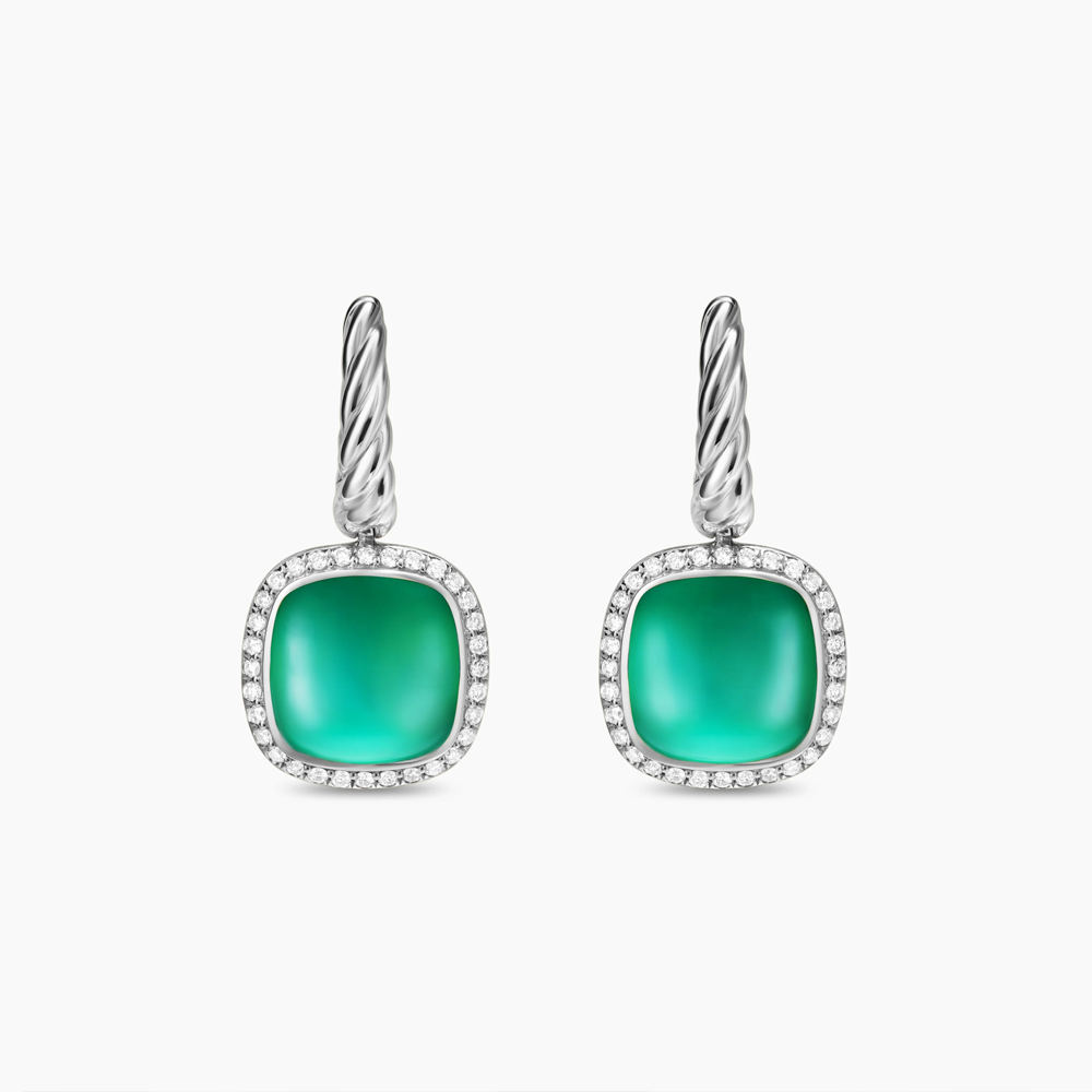 David Yurman Albion® Drop Earrings in Sterling Silver with Lagoon Orchid and Diamonds